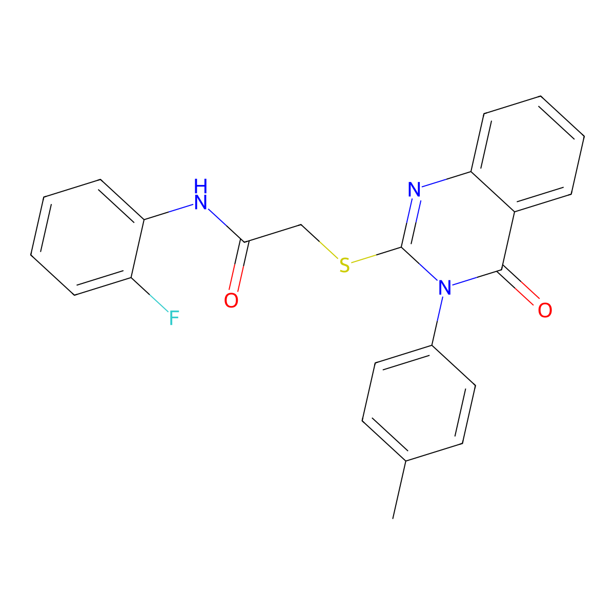N-(2-fluorophenyl)-2-{[3-(4-methylphenyl)-4-oxo-3,4-dihydroquinazolin-2-yl]sulfanyl}acetamide molecular structure, CAS 474805-57-7