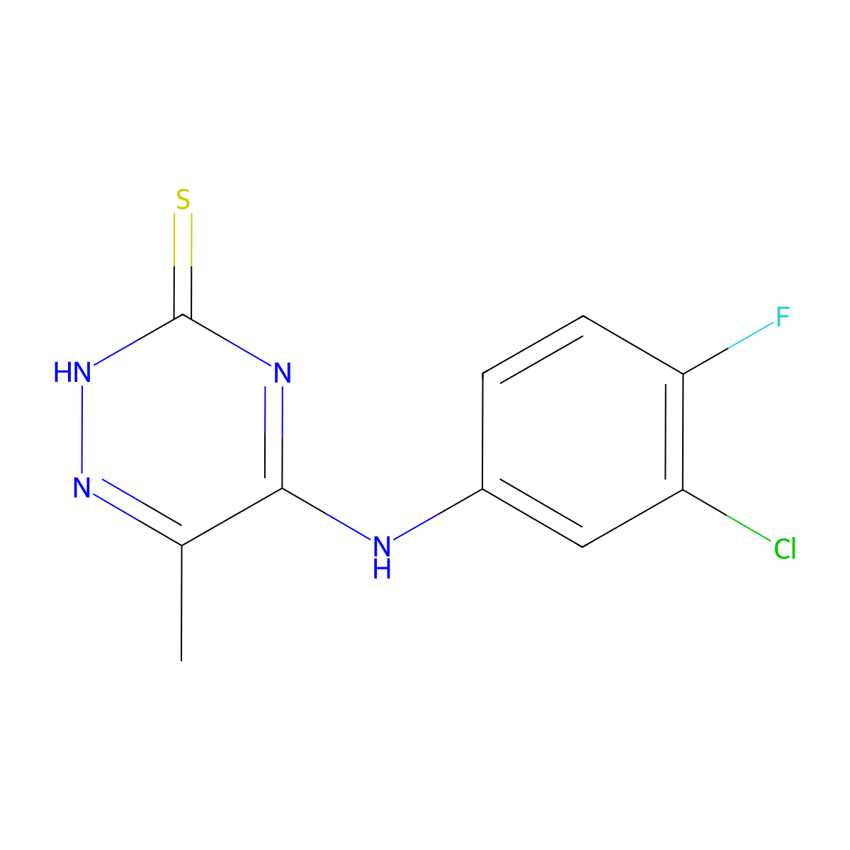 5-((3-Chloro-4-fluorophenyl)amino)-6-methyl-1,2,4-triazine-3(2H)-thione molecular structure, CAS 474815-01-5