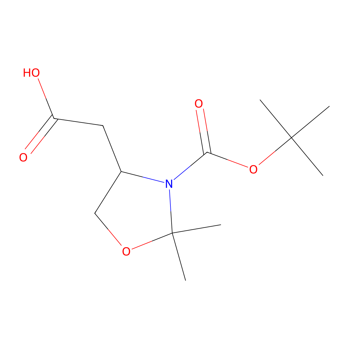 (S)-3-Boc-2,2-dimethyloxazolidine-4-acetic Acid molecular structure, CAS 474823-85-3