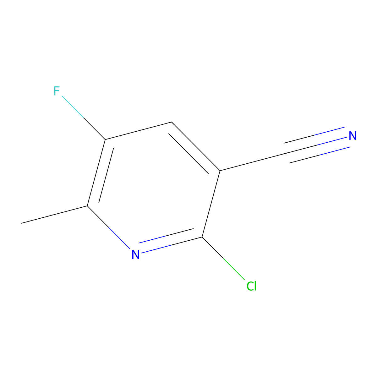 2-Chloro-5-fluoro-6-methylnicotinonitrile molecular structure, CAS 474826-15-8