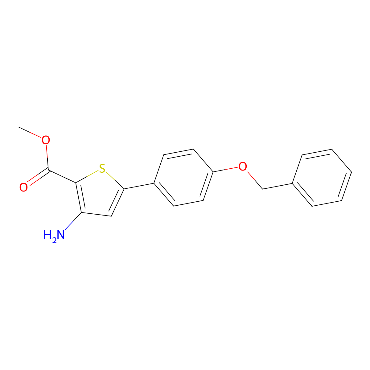 Methyl 3-amino-5-(4-(benzyloxy)phenyl)thiophene-2-carboxylate molecular structure, CAS 474843-40-8