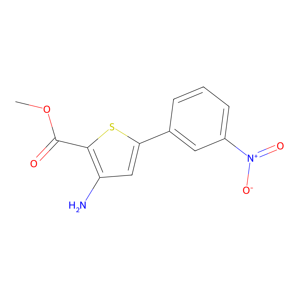 Methyl 3-amino-5-(3-nitrophenyl)thiophene-2-carboxylate molecular structure, CAS 474843-42-0