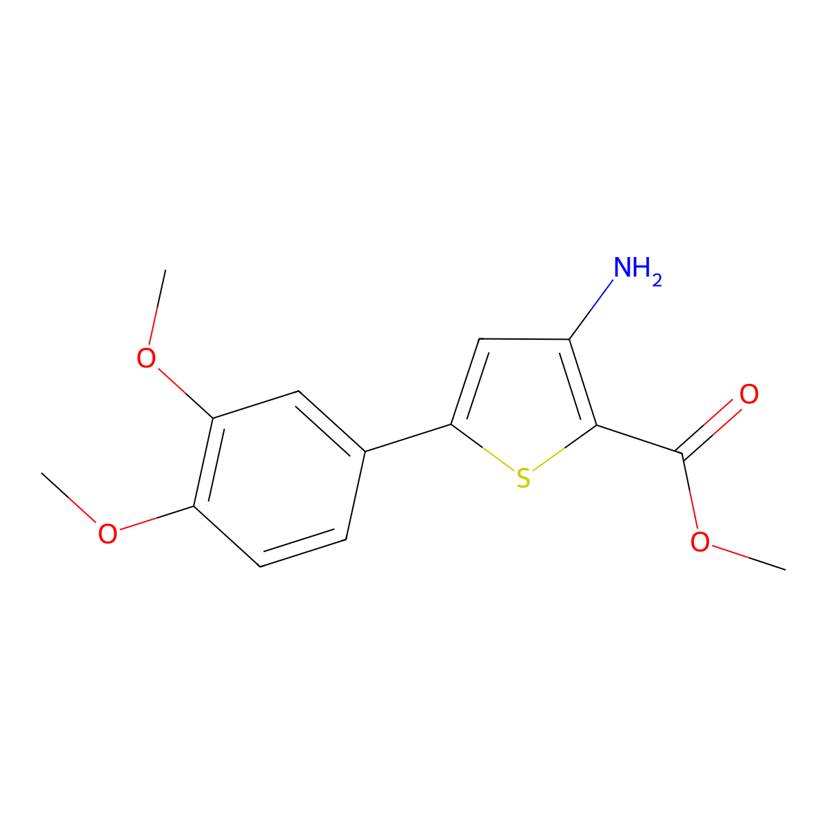 Methyl 3-amino-5-(3,4-dimethoxyphenyl)thiophene-2-carboxylate molecular structure, CAS 474843-43-1