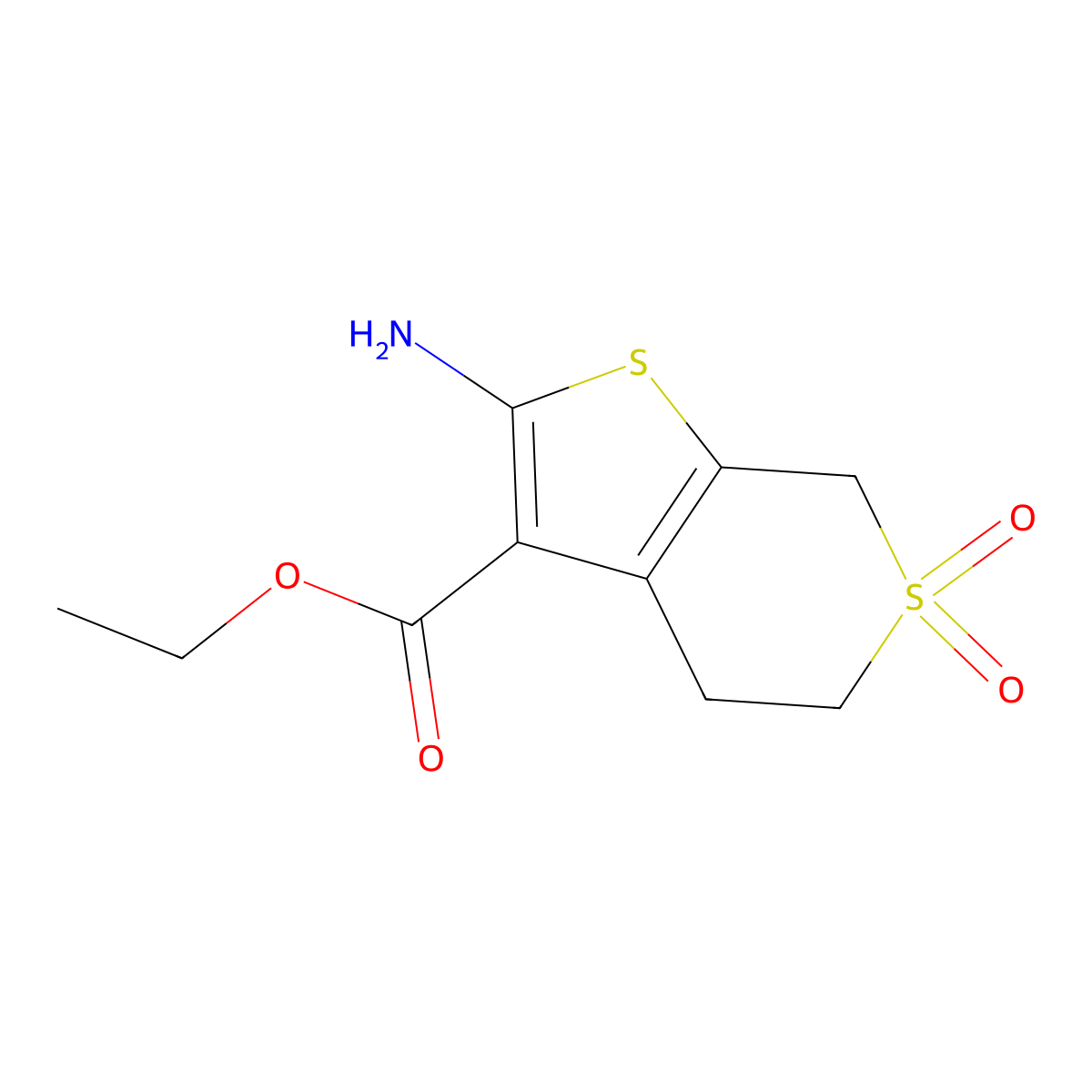 ethyl 2-amino-6,6-dioxo-4H,5H,7H-6lambda6-thieno[2,3-c]thiopyran-3-carboxylate molecular structure, CAS 474843-59-9