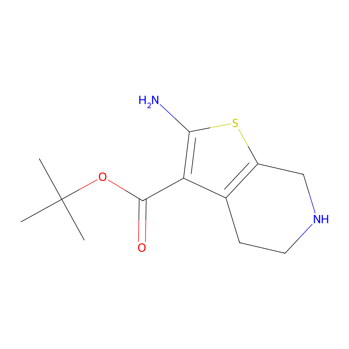 tert-butyl 2-amino-4H,5H,6H,7H-thieno[2,3-c]pyridine-3-carboxylate molecular structure, CAS 474844-06-9