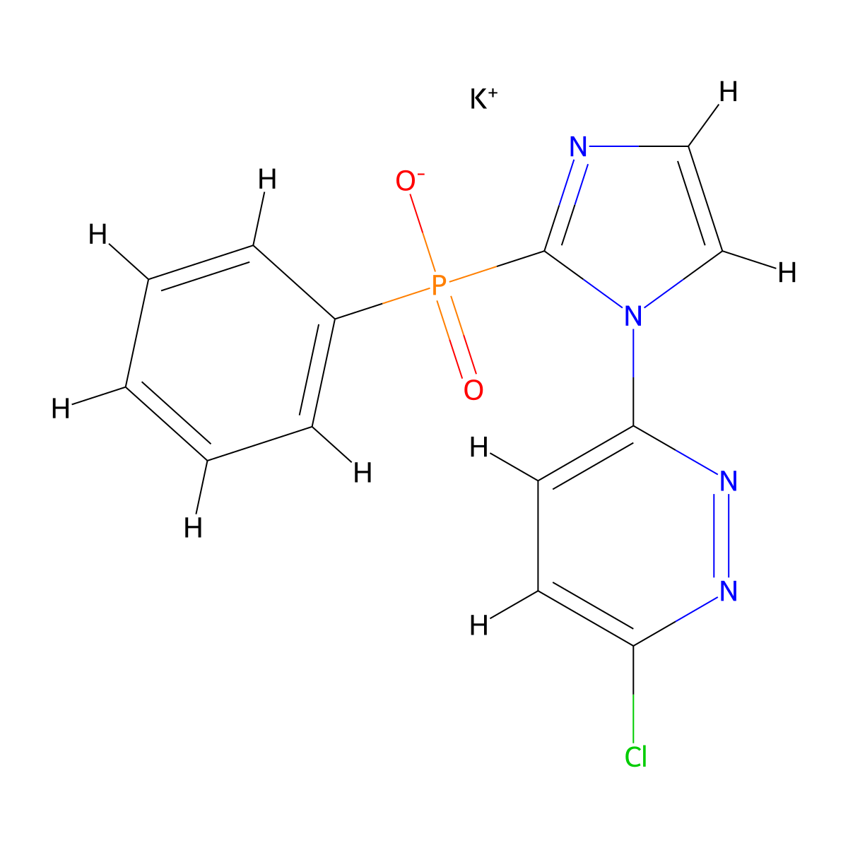 potassium (1-(6-chloropyridazin-3-yl)-1H-imidazol-2-yl)(phenyl)phosphinate molecular structure, CAS 474877-51-5
