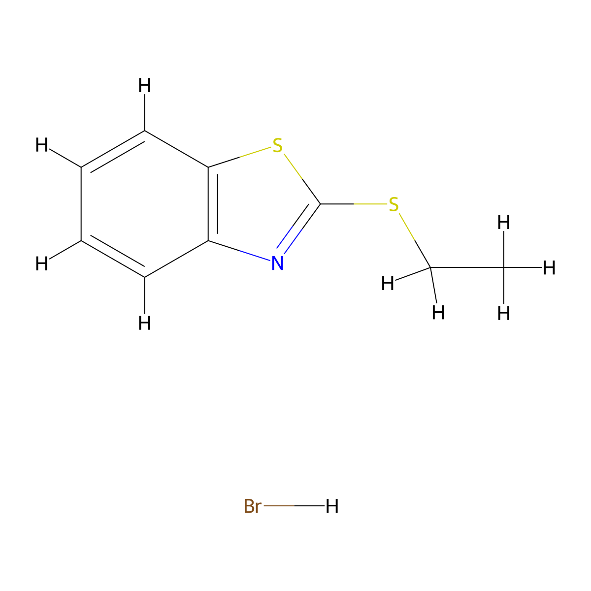 2-(Ethylthio)benzothiazole hydrobromide molecular structure, CAS 474877-67-3