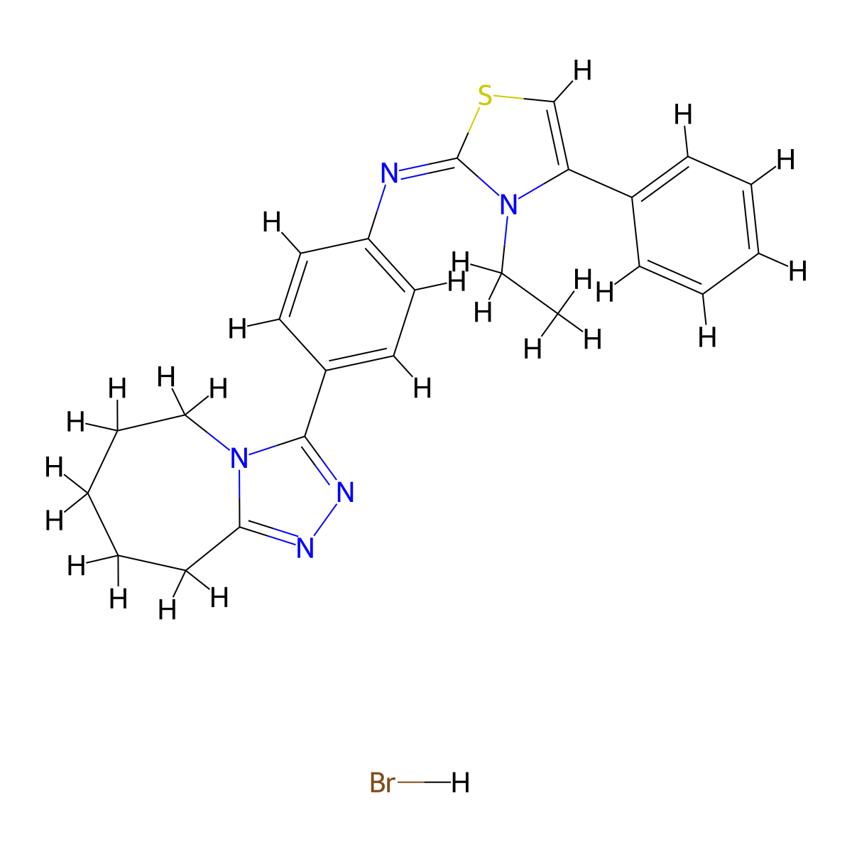 (E)-N-(3-ethyl-4-phenylthiazol-2(3H)-ylidene)-4-(6,7,8,9-tetrahydro-5H-[1,2,4]triazolo[4,3-a]azepin-3-yl)aniline hydrobromide molecular structure, CAS 474878-30-3
