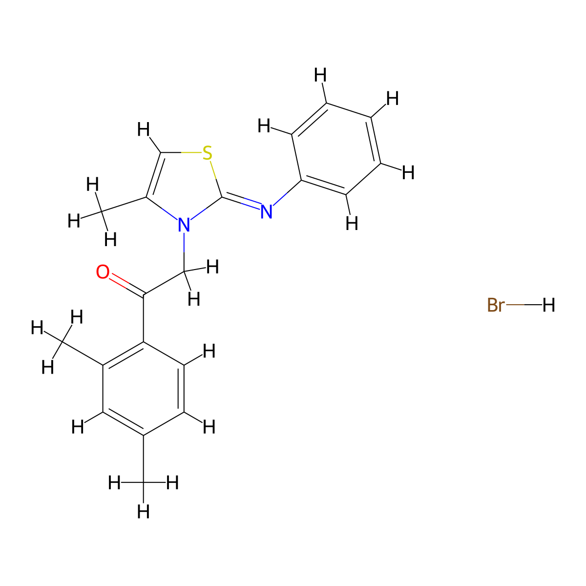 (E)-1-(2,4-dimethylphenyl)-2-(4-methyl-2-(phenylimino)thiazol-3(2H)-yl)ethanone hydrobromide molecular structure, CAS 474878-52-9