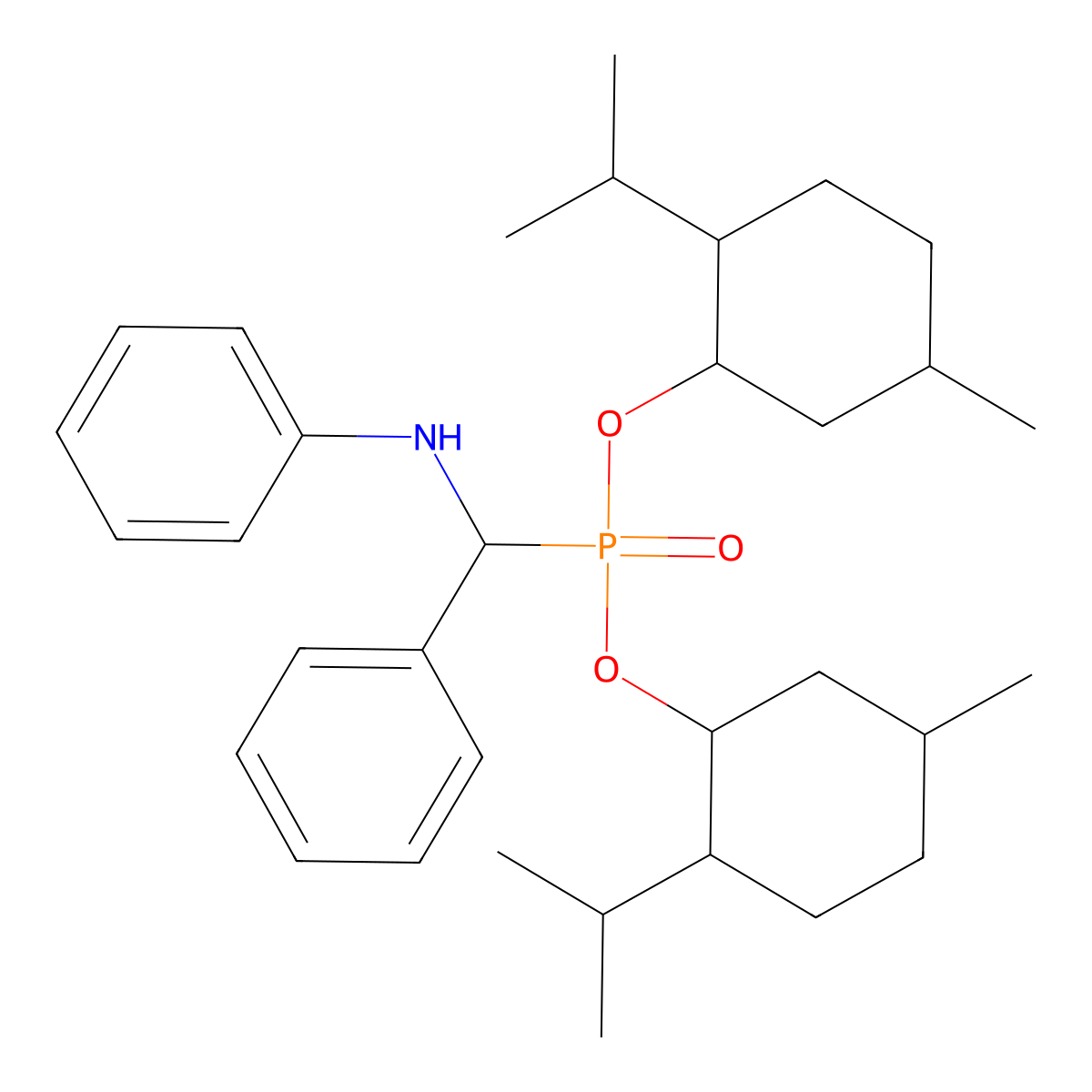 Bis[5-methyl-2-(propan-2-yl)cyclohexyl] [phenyl(phenylamino)methyl]phosphonate molecular structure, CAS 474879-09-9