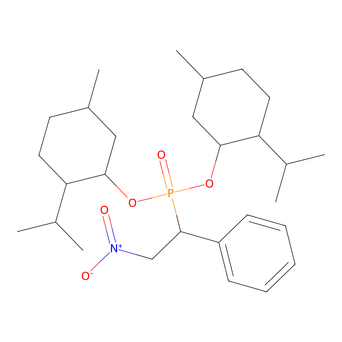 [1-Bis[(5-methyl-2-propan-2-ylcyclohexyl)oxy]phosphoryl-2-nitroethyl]benzene molecular structure, CAS 474879-14-6