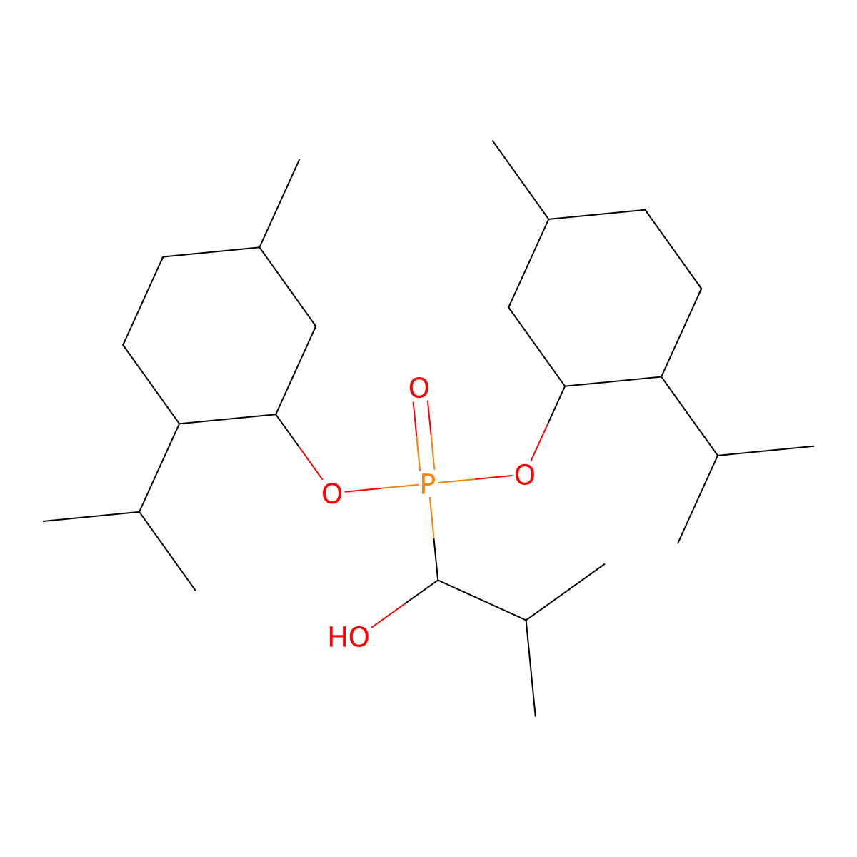 1-Bis[(5-methyl-2-propan-2-ylcyclohexyl)oxy]phosphoryl-2-methylpropan-1-ol molecular structure, CAS 474879-17-9