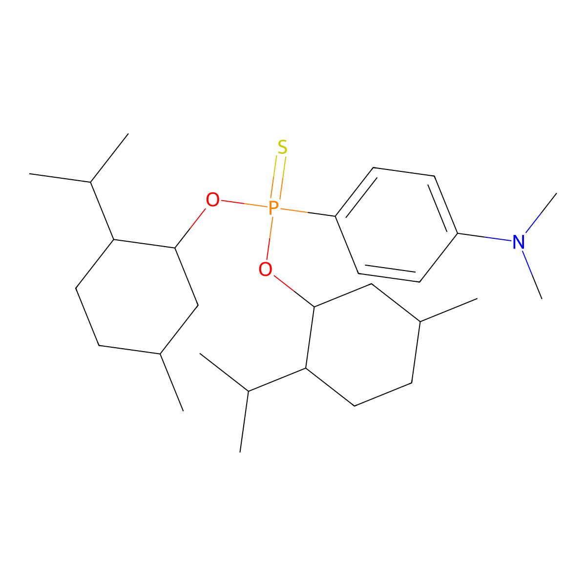 4-bis[(5-methyl-2-propan-2-ylcyclohexyl)oxy]phosphinothioyl-N,N-dimethylaniline molecular structure, CAS 474879-32-8
