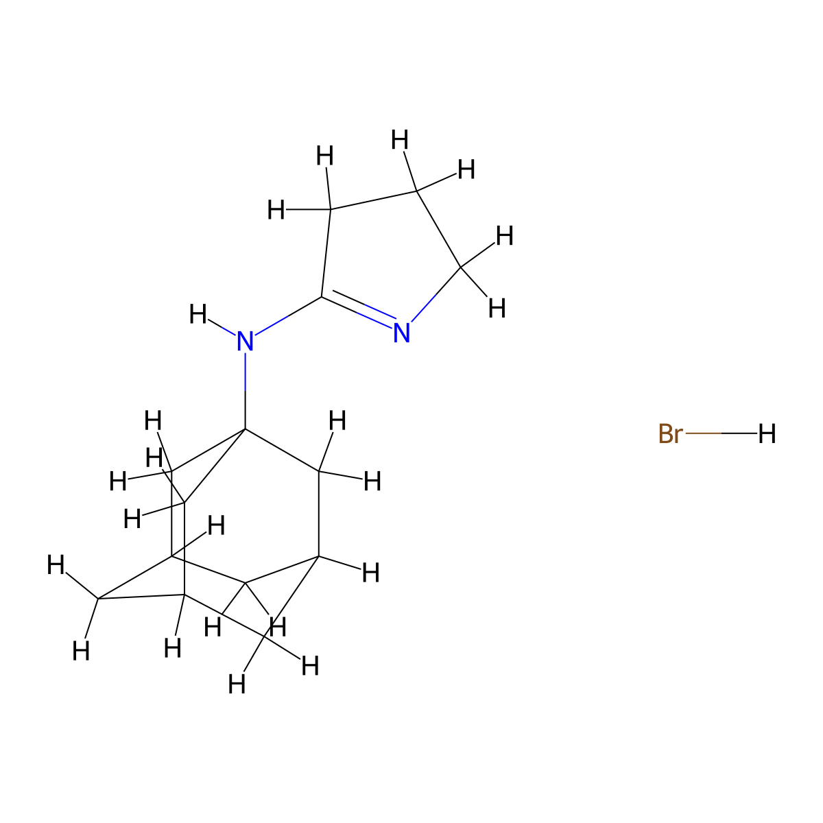N-(adamantan-1-yl)-3,4-dihydro-2H-pyrrol-5-amine hydrobromide molecular structure, CAS 474879-67-9
