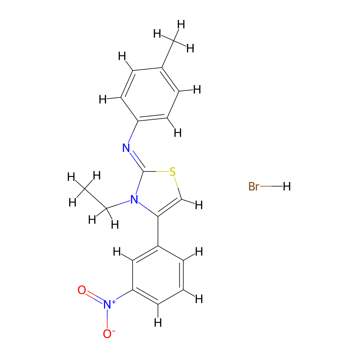 (Z)-N-(3-ethyl-4-(3-nitrophenyl)thiazol-2(3H)-ylidene)-4-methylaniline hydrobromide molecular structure, CAS 474879-88-4