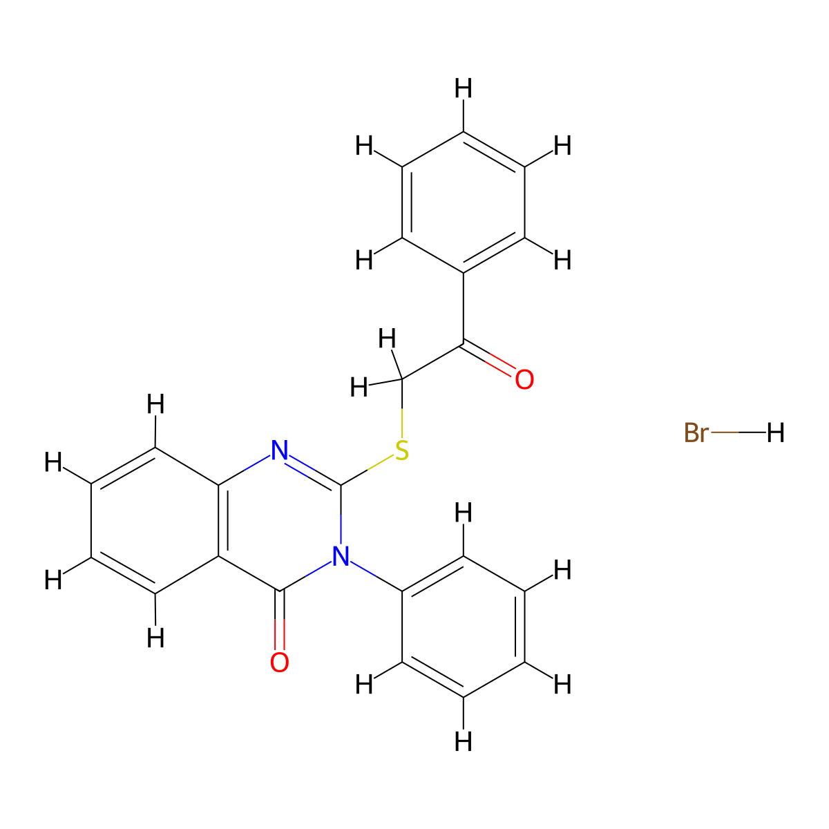 2-((2-oxo-2-phenylethyl)thio)-3-phenylquinazolin-4(3H)-one hydrobromide molecular structure, CAS 474879-94-2
