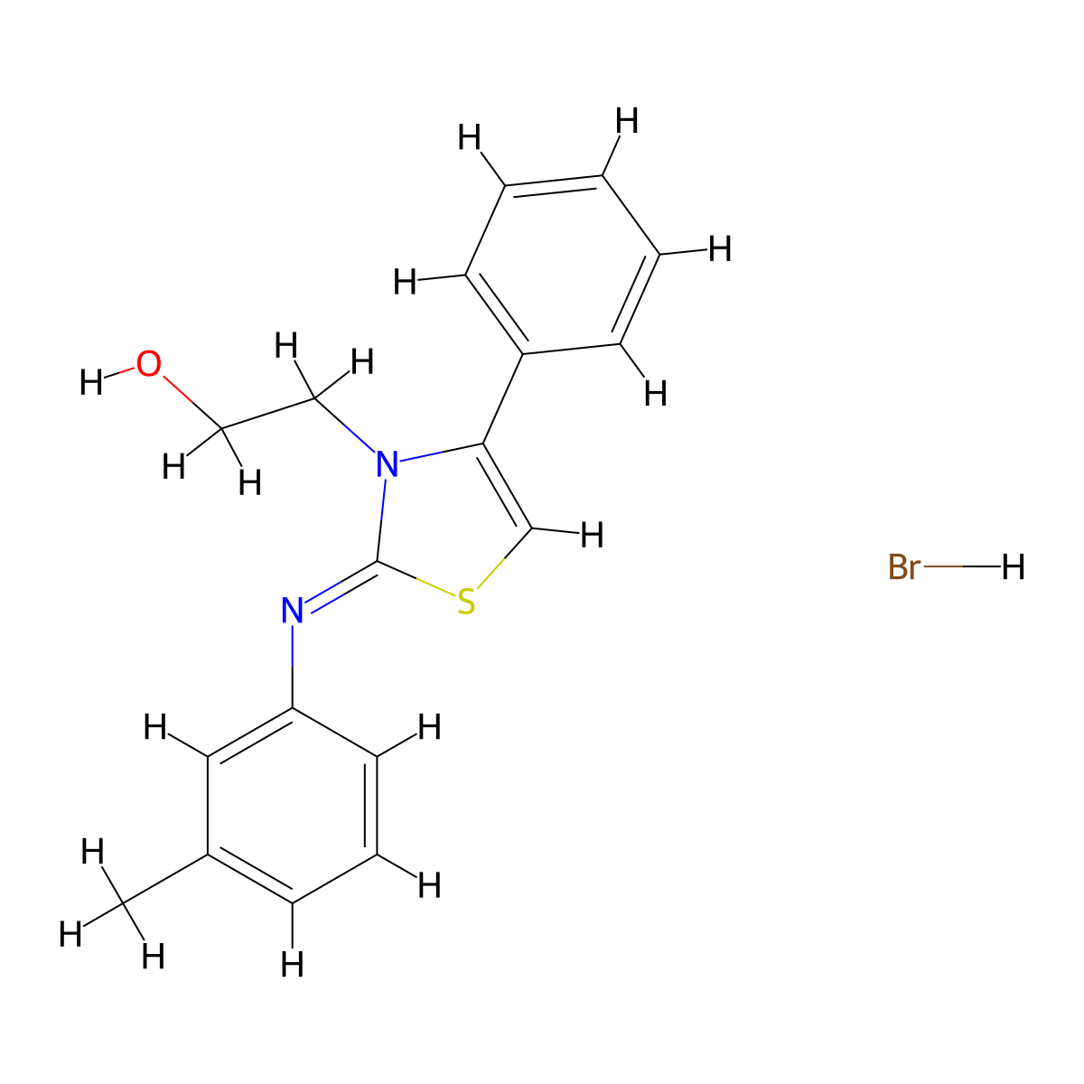 (Z)-2-(4-phenyl-2-(m-tolylimino)thiazol-3(2H)-yl)ethanol hydrobromide molecular structure, CAS 474880-54-1