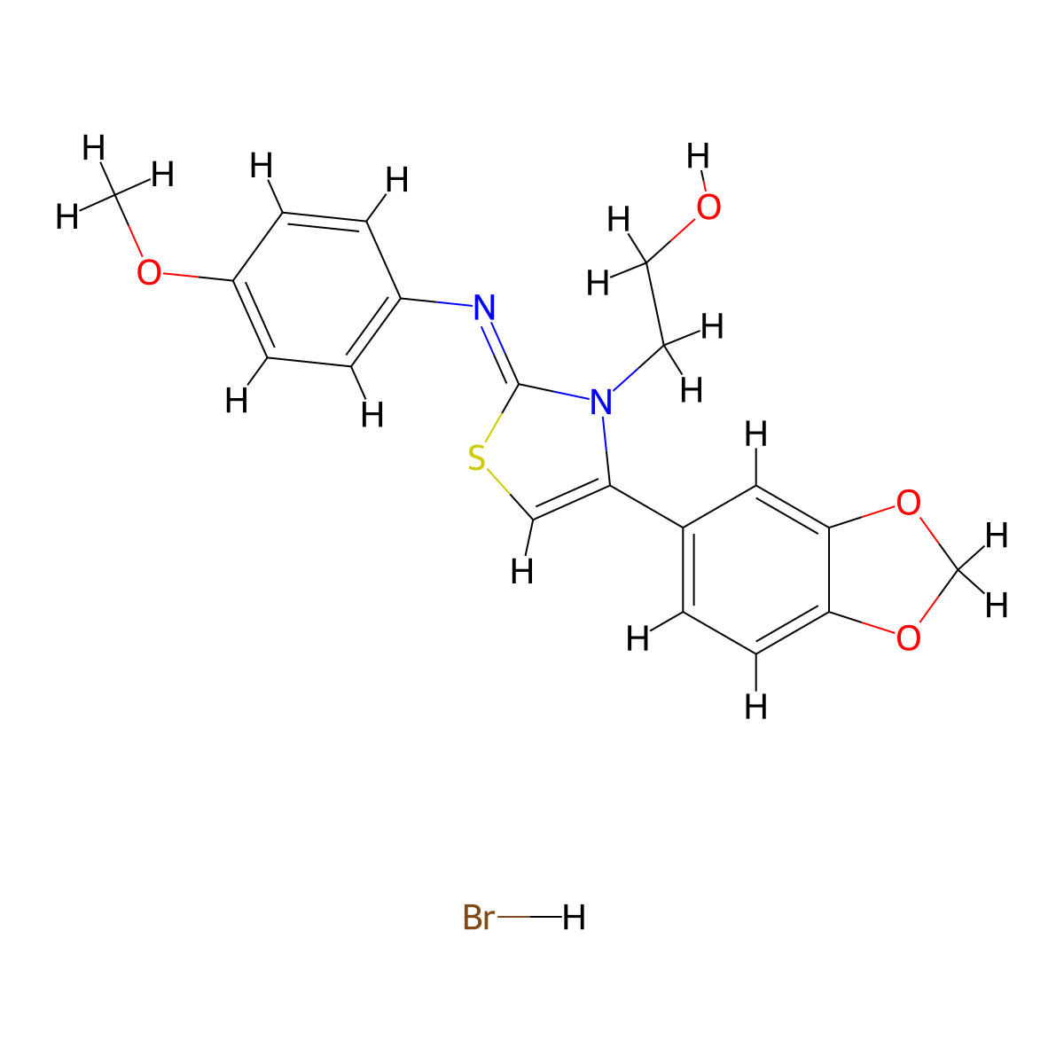 (Z)-2-(4-(benzo[d][1,3]dioxol-5-yl)-2-((4-methoxyphenyl)imino)thiazol-3(2H)-yl)ethanol hydrobromide molecular structure, CAS 474881-20-4
