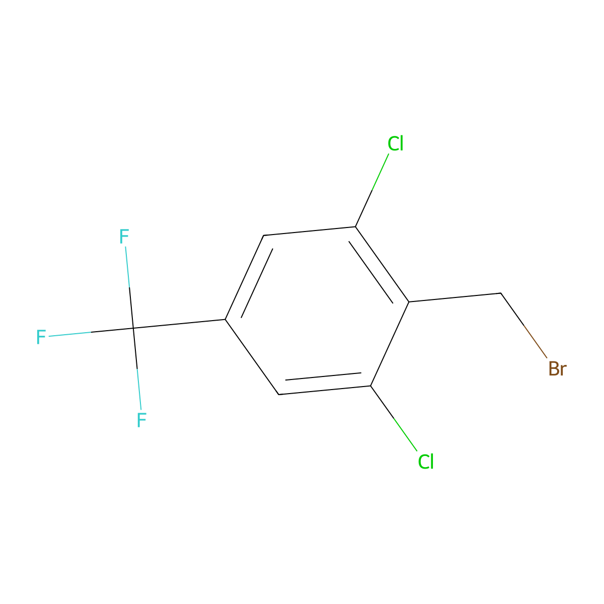 Benzene, 2-(bromomethyl)-1,3-dichloro-5-(trifluoromethyl)- molecular structure, CAS 474889-71-9