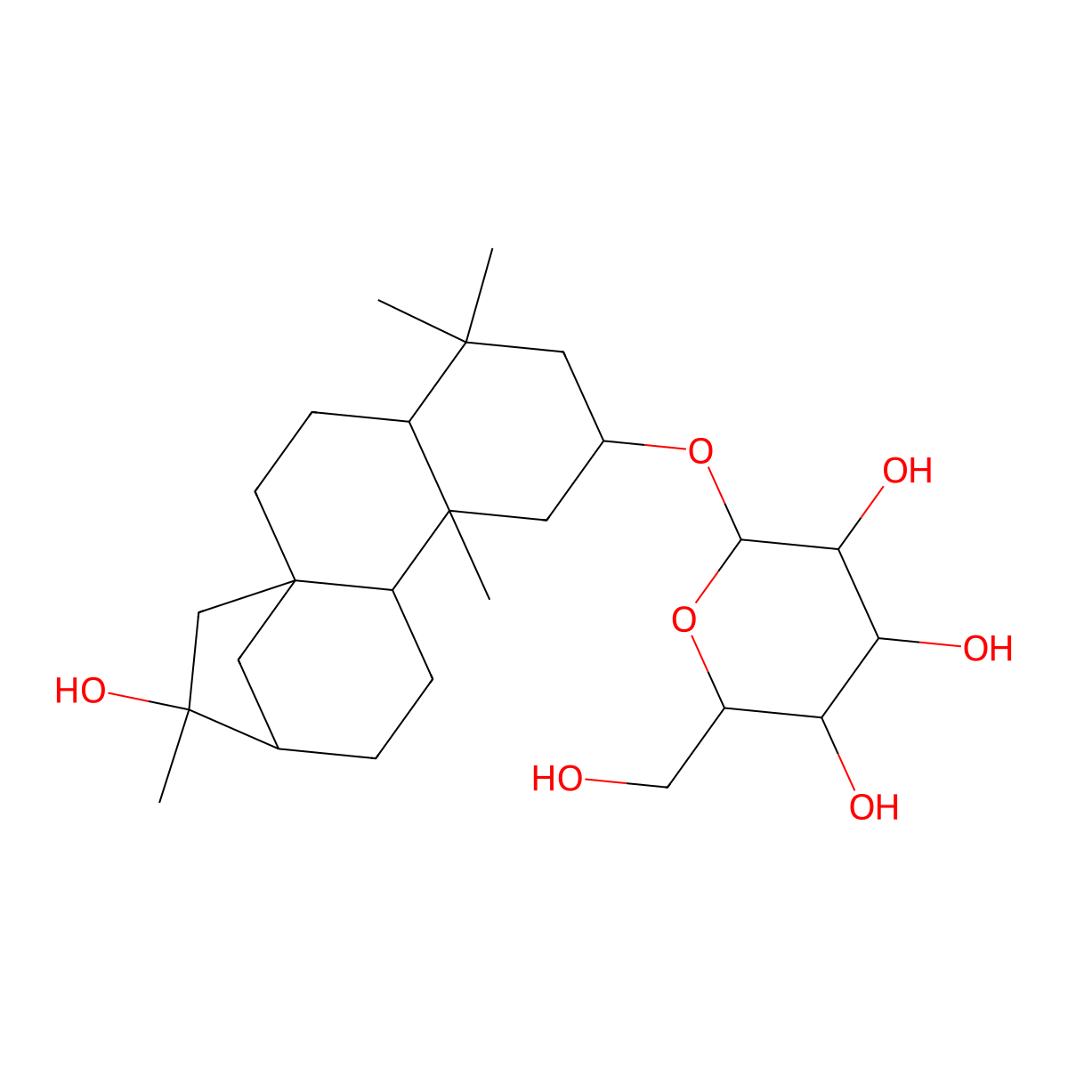 2-(Hydroxymethyl)-6-[(14-hydroxy-5,5,9,14-tetramethyl-7-tetracyclo[11.2.1.01,10.04,9]hexadecanyl)oxy]oxane-3,4,5-triol molecular structure, CAS 474893-07-7