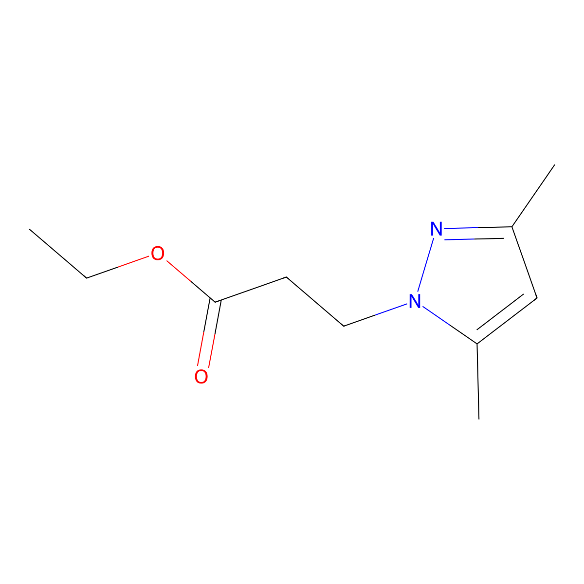 ethyl 3-(3,5-dimethyl-1H-pyrazol-1-yl)propanoate molecular structure, CAS 4749-07-9