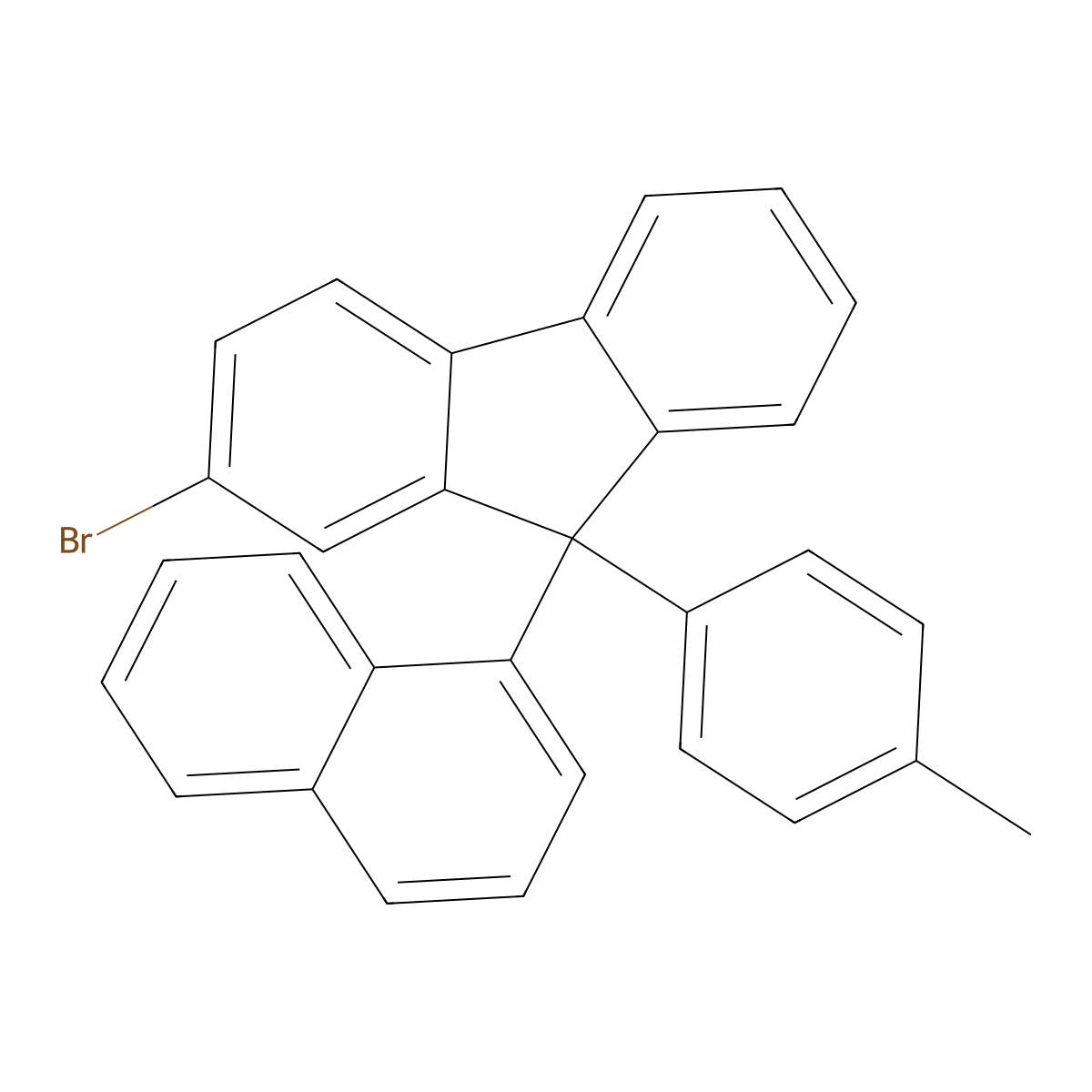 2-bromo-9-(4-methylphenyl)-9-(naphthalen-1-yl)-9H-fluorene molecular structure, CAS 474918-34-8