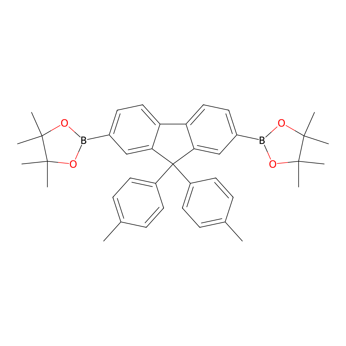 2,2'-(9,9-Di-p-tolyl-9H-fluorene-2,7-diyl)bis(4,4,5,5-tetramethyl-1,3,2-dioxaborolane) molecular structure, CAS 474918-37-1