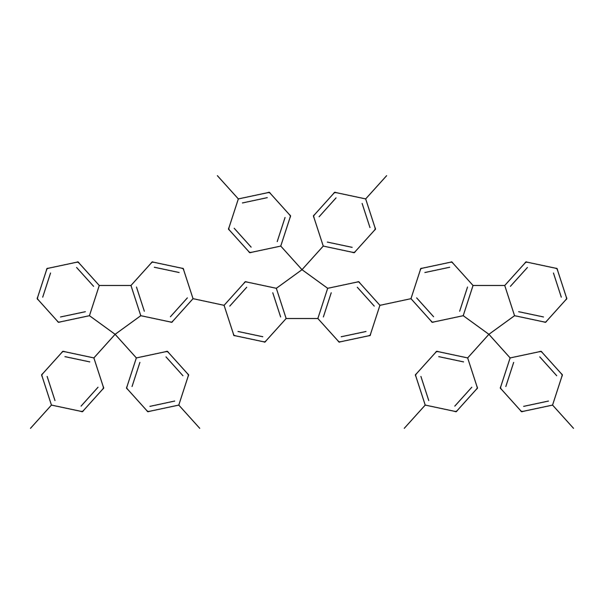 9,9,9',9',9'',9''-Hexa-p-tolyl-9H,9'H,9''H-2,2':7',2''-terfluorene molecular structure, CAS 474918-42-8