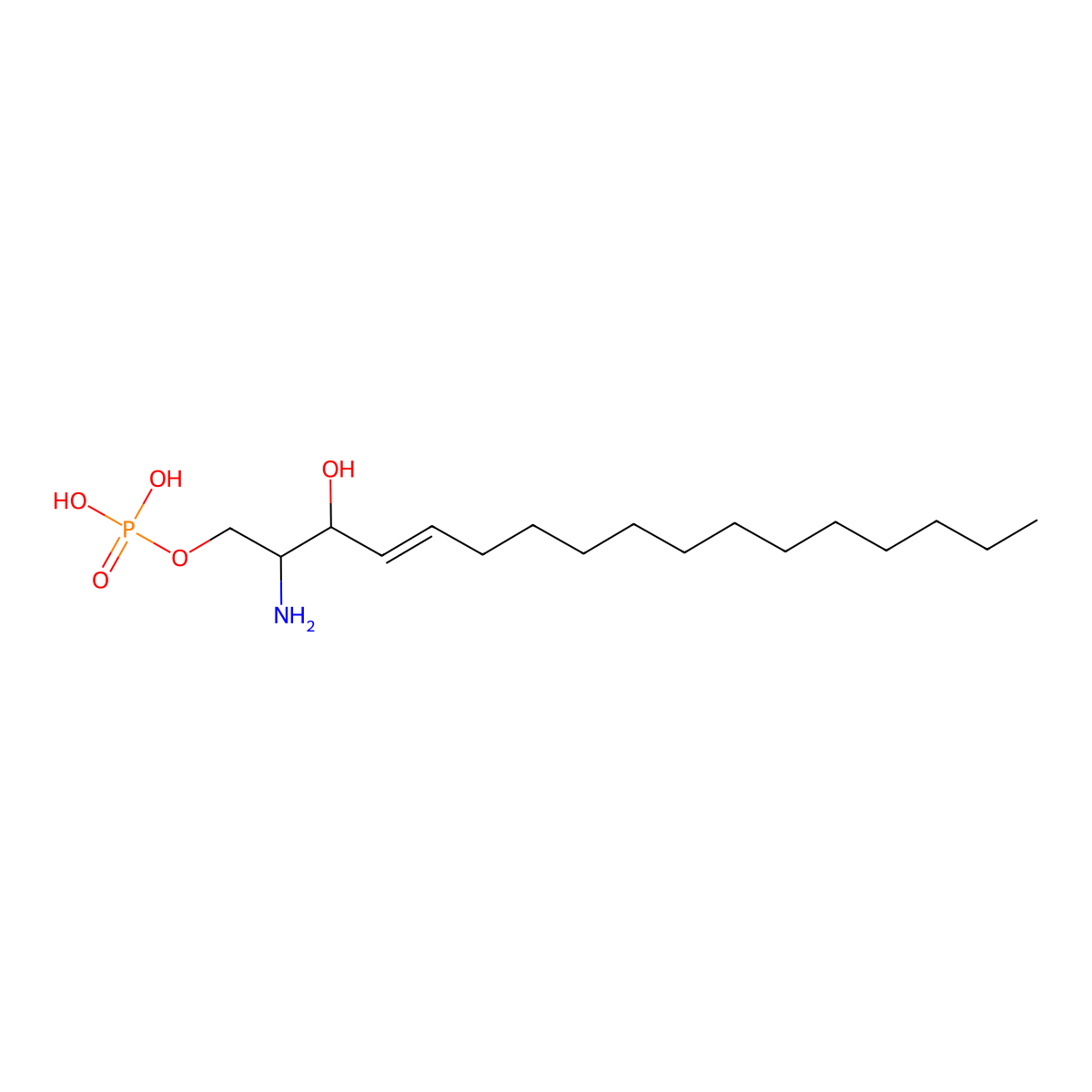 (2S,3R,4E)-2-aminoheptadec-4-ene-1,3-diol-1-phosphate molecular structure, CAS 474923-27-8