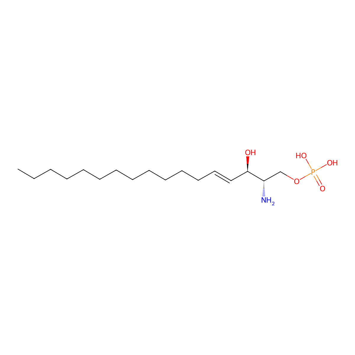 (2S,3R,4E)-2-aminoheptadec-4-ene-1,3-diol-1-phosphate molecular structure, CAS 474923-27-8