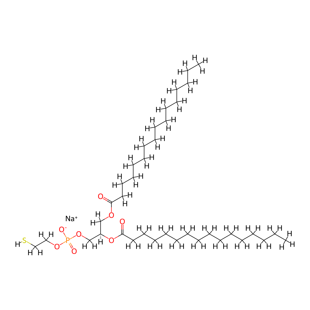 Sodium (2R)-2,3-bis(hexadecanoyloxy)propyl 2-sulfanylethyl phosphate molecular structure, CAS 474923-39-2
