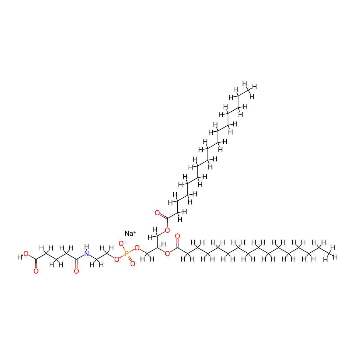 Sodium (2R)-2,3-bis(hexadecanoyloxy)propyl 2-(4-carboxybutanamido)ethyl phosphate molecular structure, CAS 474923-45-0