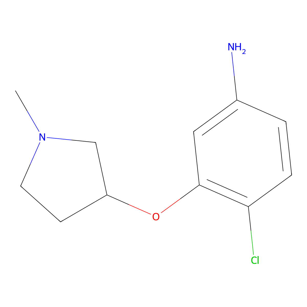 (R)-4-Chloro-3-((1-methylpyrrolidin-3-yl)oxy)aniline molecular structure, CAS 474937-66-1
