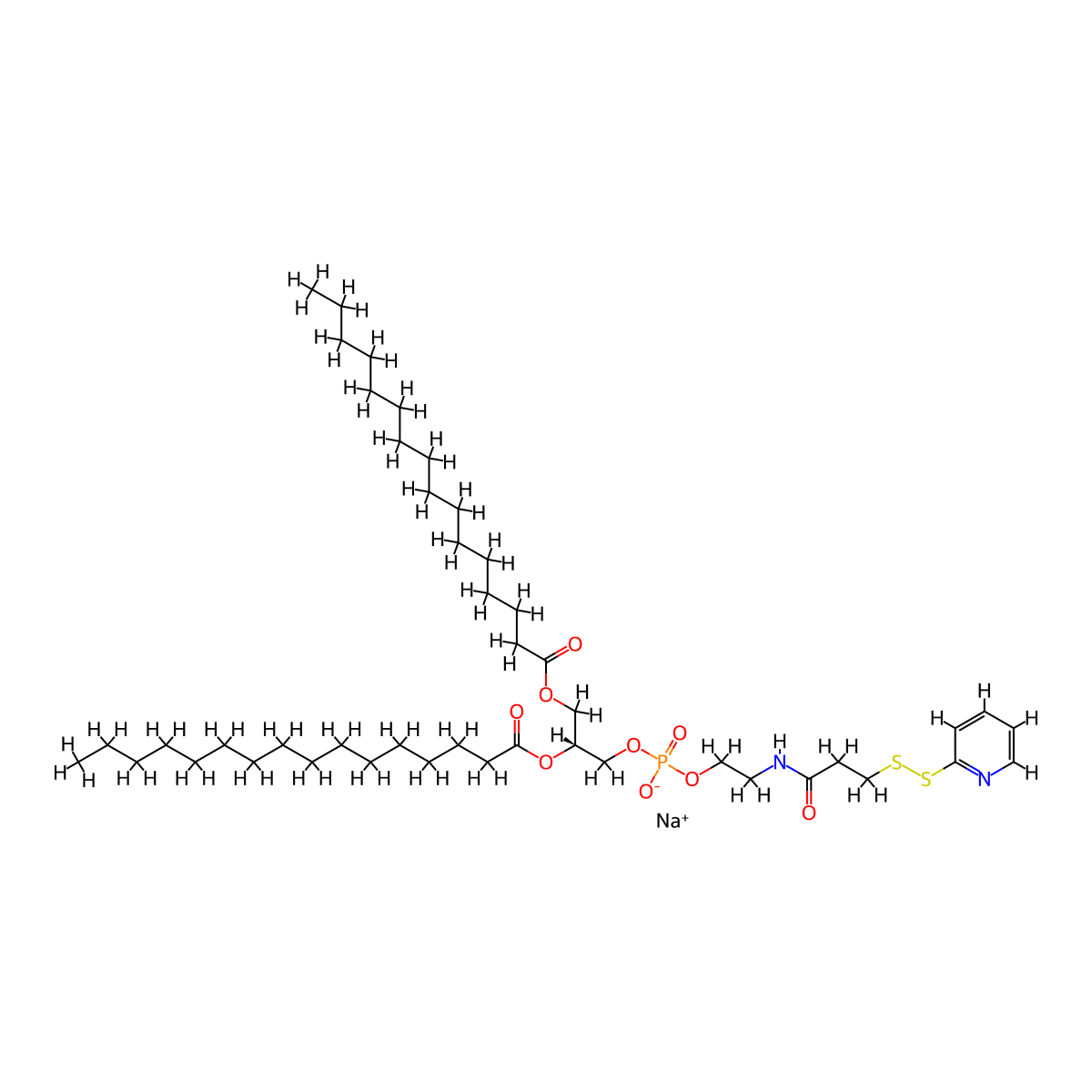 Sodium (2R)-2,3-bis(hexadecanoyloxy)propyl 2-{3-[(pyridin-2-yl)disulfanyl]propanamido}ethyl phosphate molecular structure, CAS 474944-16-6