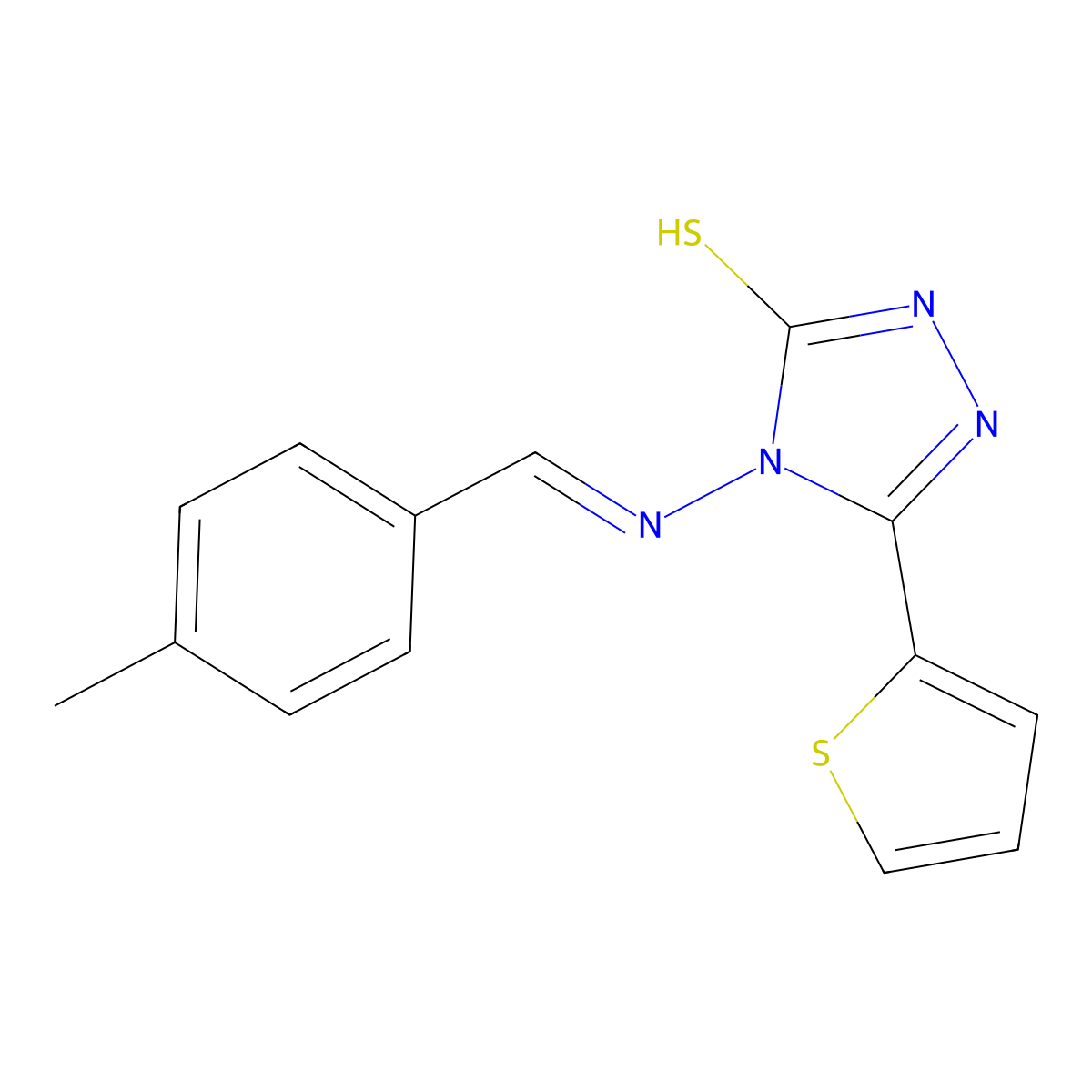 4-{[(E)-(4-methylphenyl)methylidene]amino}-5-(2-thienyl)-4H-1,2,4-triazole-3-thiol molecular structure, CAS 474974-63-5