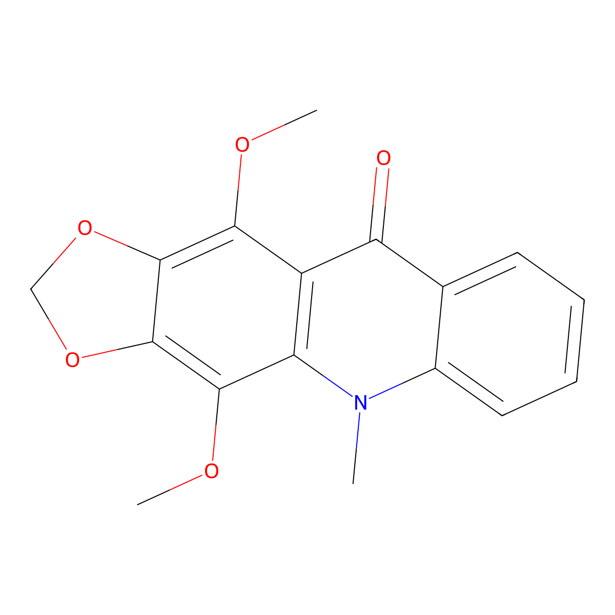 4,11-dimethoxy-5-methyl-1,3-dioxolo(4,5-b)acridin-10(5H)-one molecular structure, CAS 475-91-2
