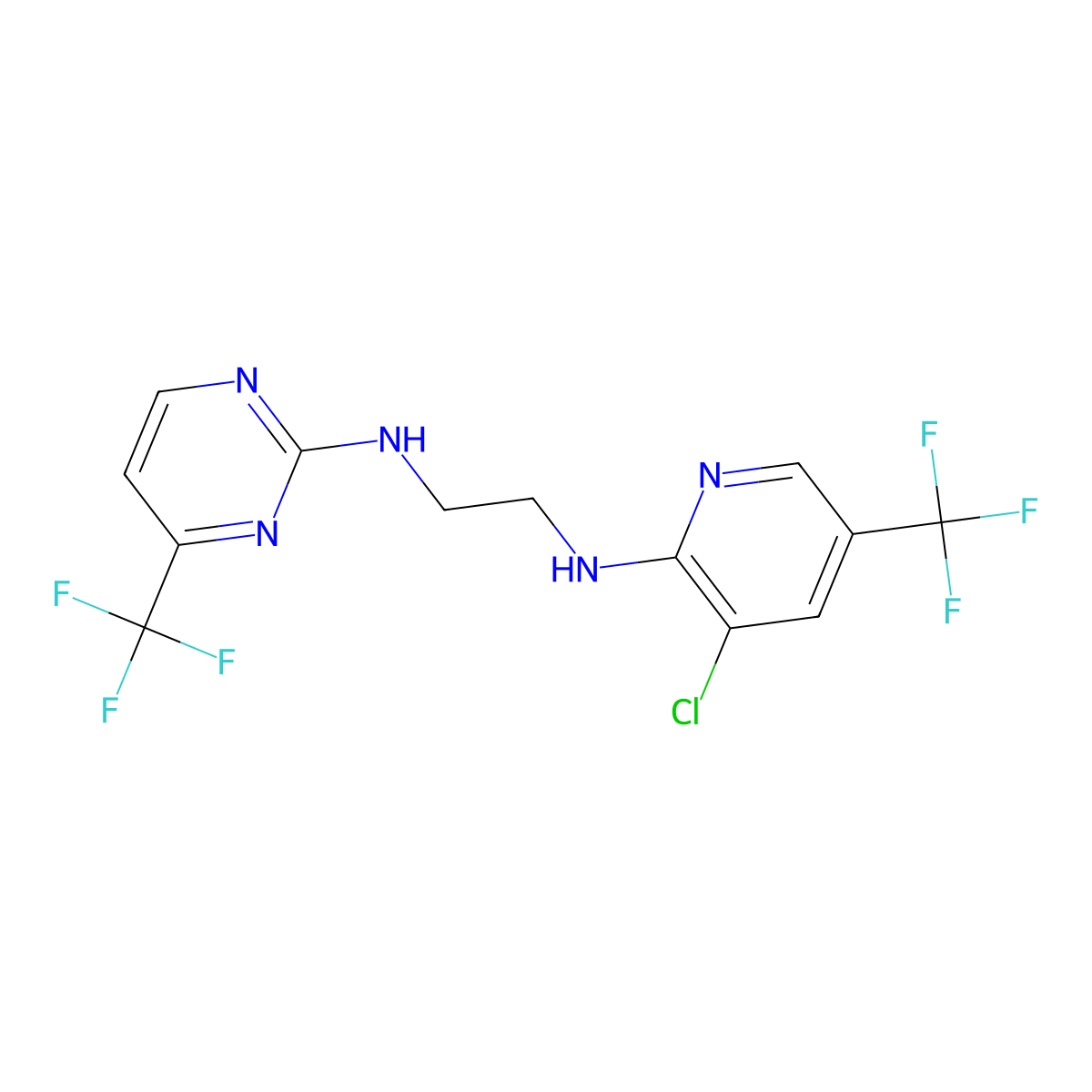 N-[3-chloro-5-(trifluoromethyl)pyridin-2-yl]-N'-[4-(trifluoromethyl)pyrimidin-2-yl]ethane-1,2-diamine molecular structure, CAS 4750-42-9