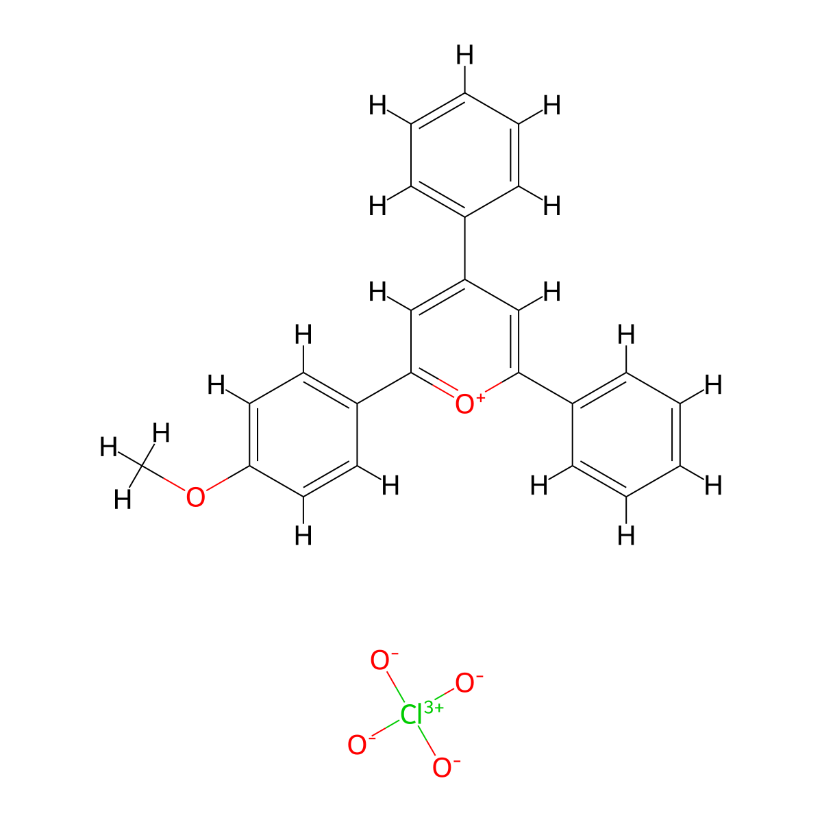2,4-Diphenyl-6-(4A-methoxyphenyl)pyrylium perchlorate molecular structure, CAS 47501-44-0