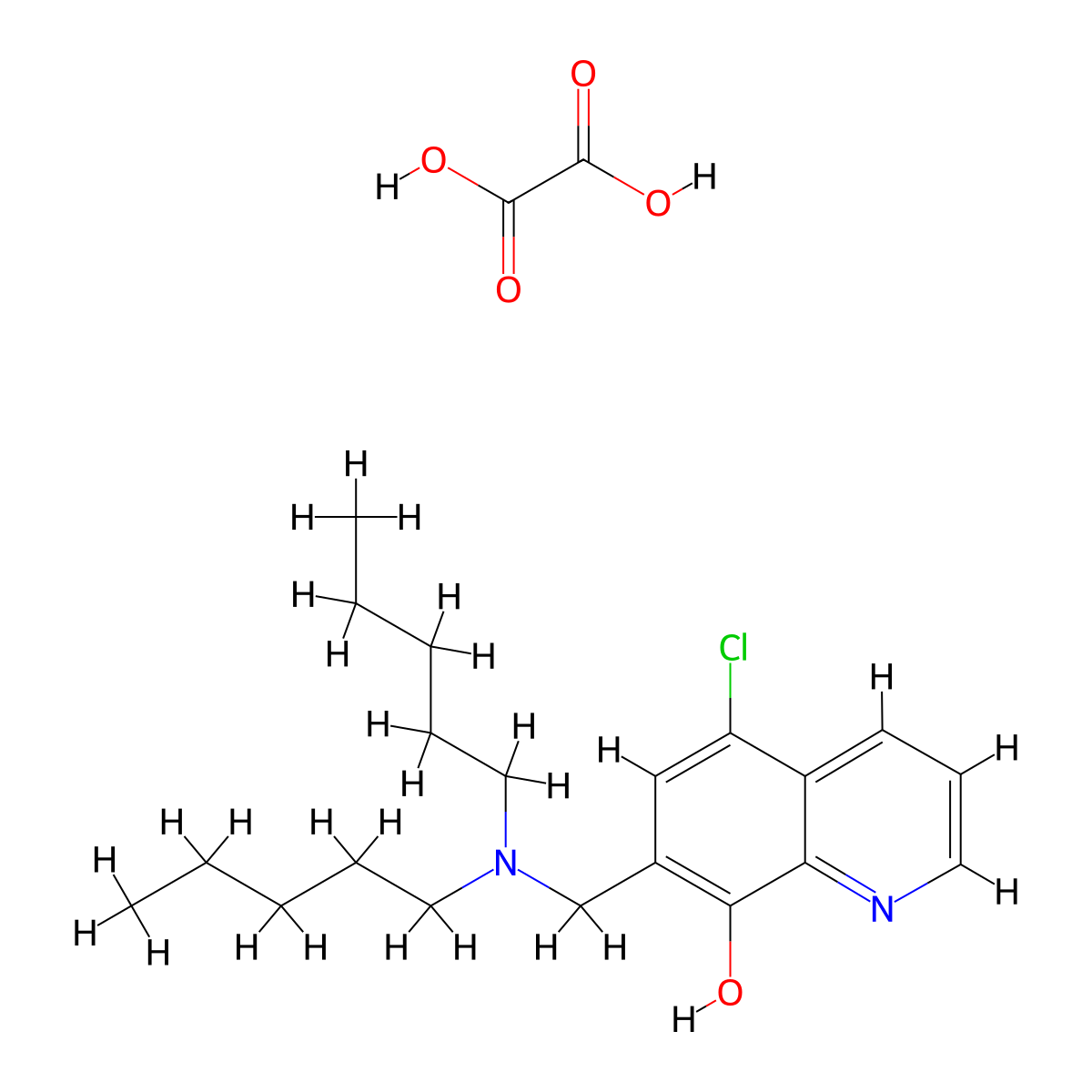 5-Chloro-7-((dipentylamino)methyl)quinolin-8-ol oxalate molecular structure, CAS 475041-07-7
