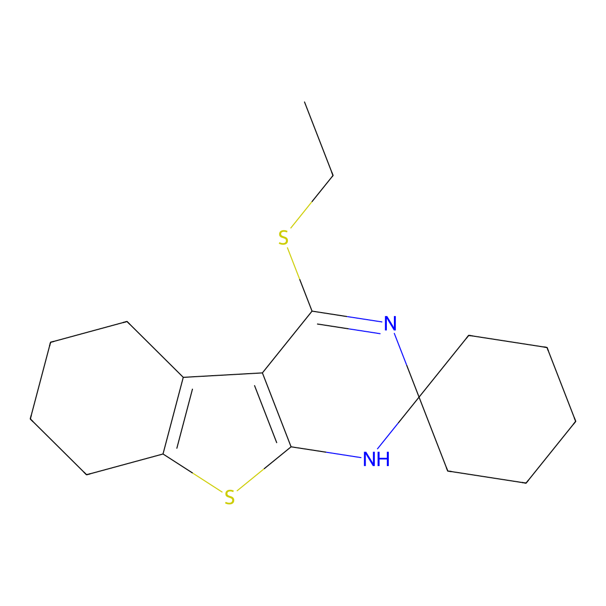 4-ethylsulfanylspiro[5,6,7,8-tetrahydro-1H-[1]benzothiolo[2,3-d]pyrimidine-2,1'-cyclohexane] molecular structure, CAS 475041-34-0