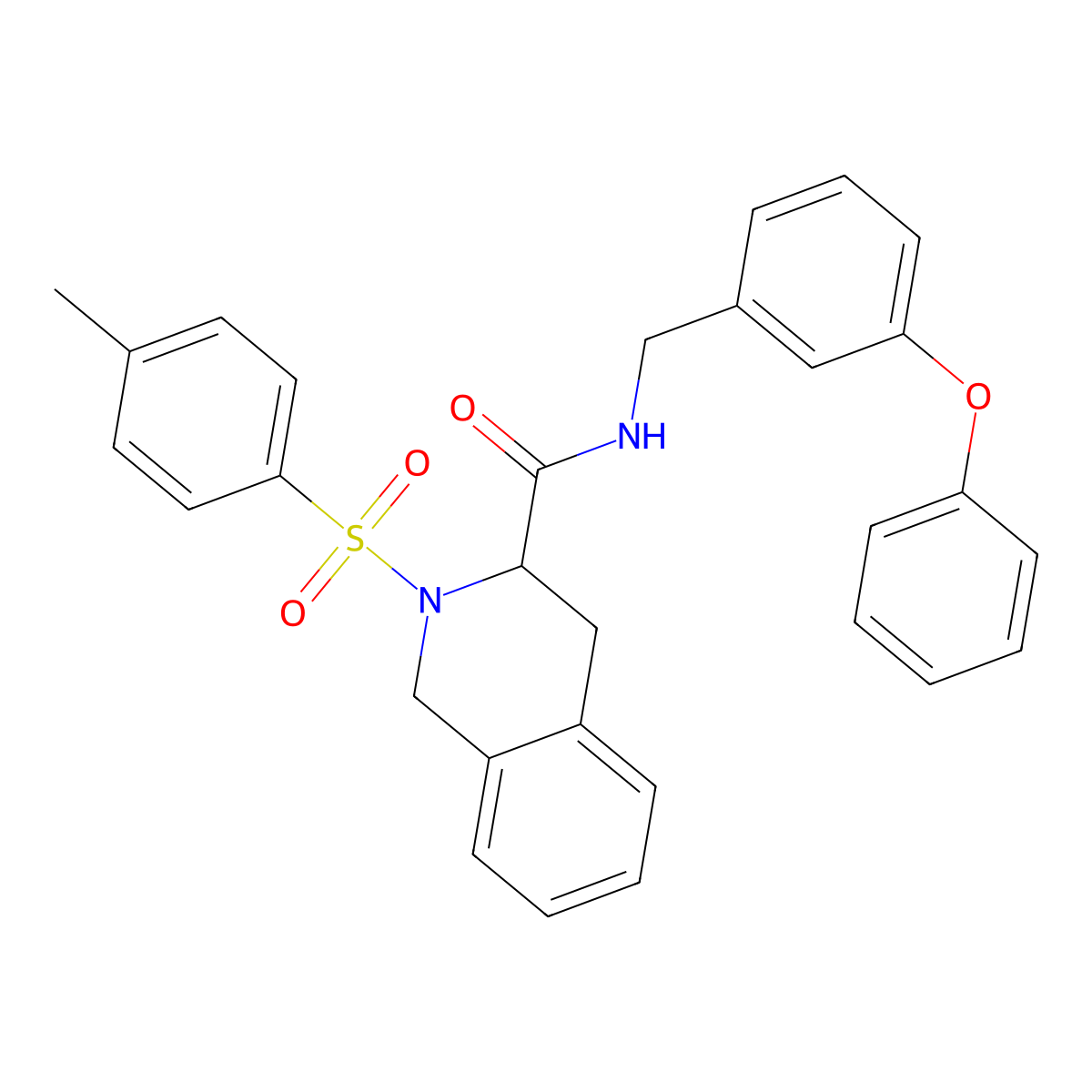 2-[(4-methylphenyl)sulfonyl]-N-(3-phenoxybenzyl)-1,2,3,4-tetrahydroisoquinoline-3-carboxamide molecular structure, CAS 475041-47-5