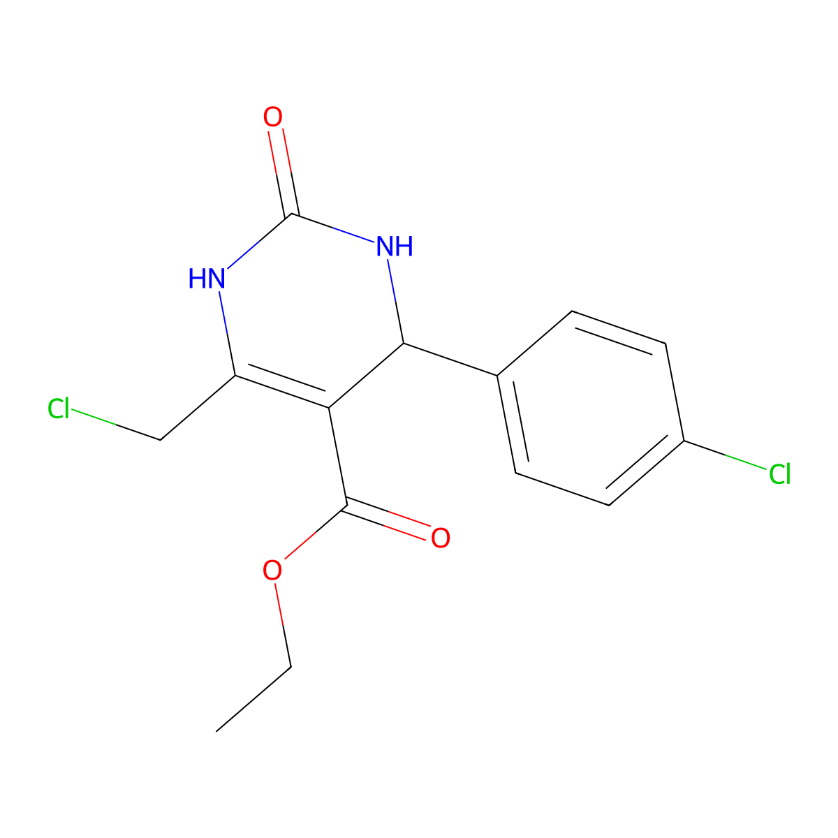 Ethyl 6-(chloromethyl)-4-(4-chlorophenyl)-2-oxo-1,2,3,4-tetrahydropyrimidine-5-carboxylate molecular structure, CAS 475042-34-3