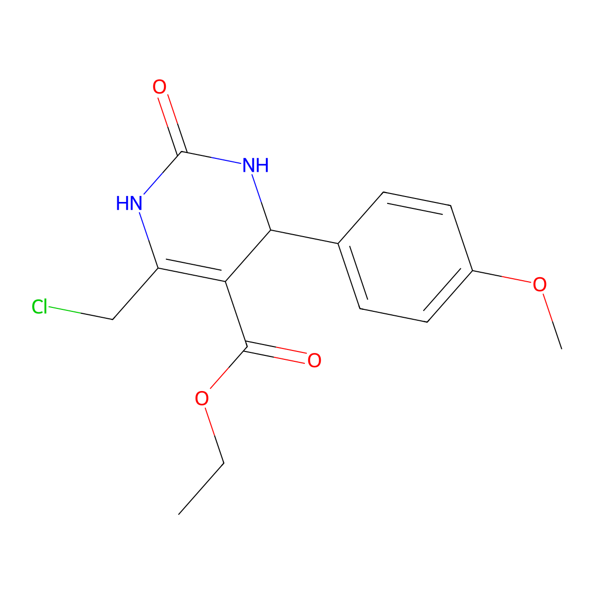 Ethyl 6-(chloromethyl)-4-(4-methoxyphenyl)-2-oxo-1,2,3,4-tetrahydropyrimidine-5-carboxylate molecular structure, CAS 475042-38-7