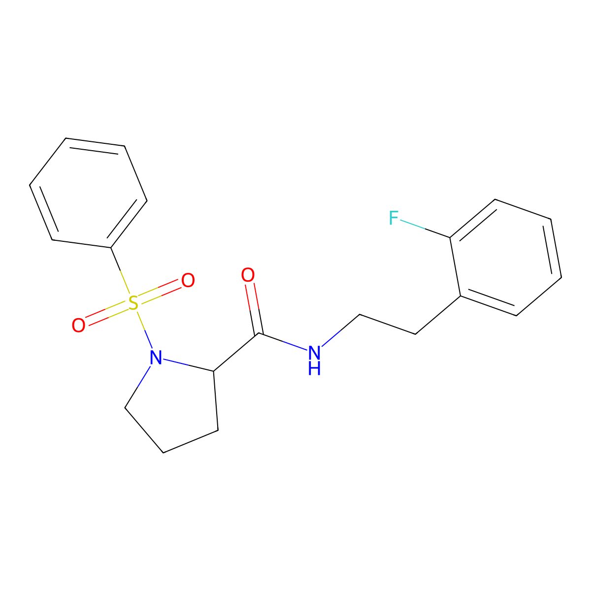 1-(benzenesulfonyl)-N-[2-(2-fluorophenyl)ethyl]pyrrolidine-2-carboxamide molecular structure, CAS 475042-53-6