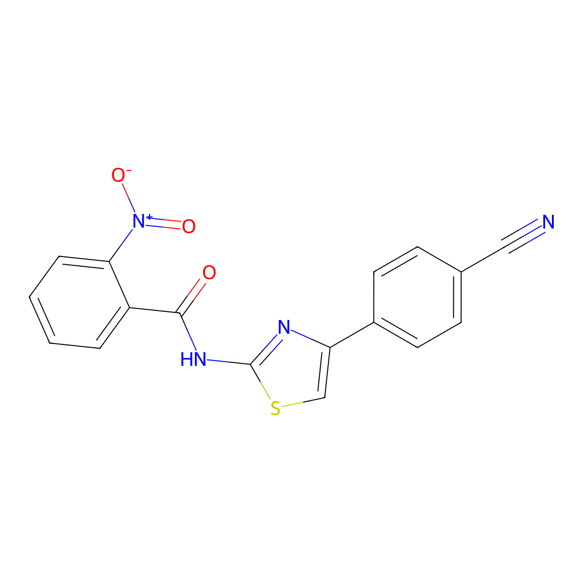 N-[4-(4-cyanophenyl)-1,3-thiazol-2-yl]-2-nitrobenzamide molecular structure, CAS 475043-63-1