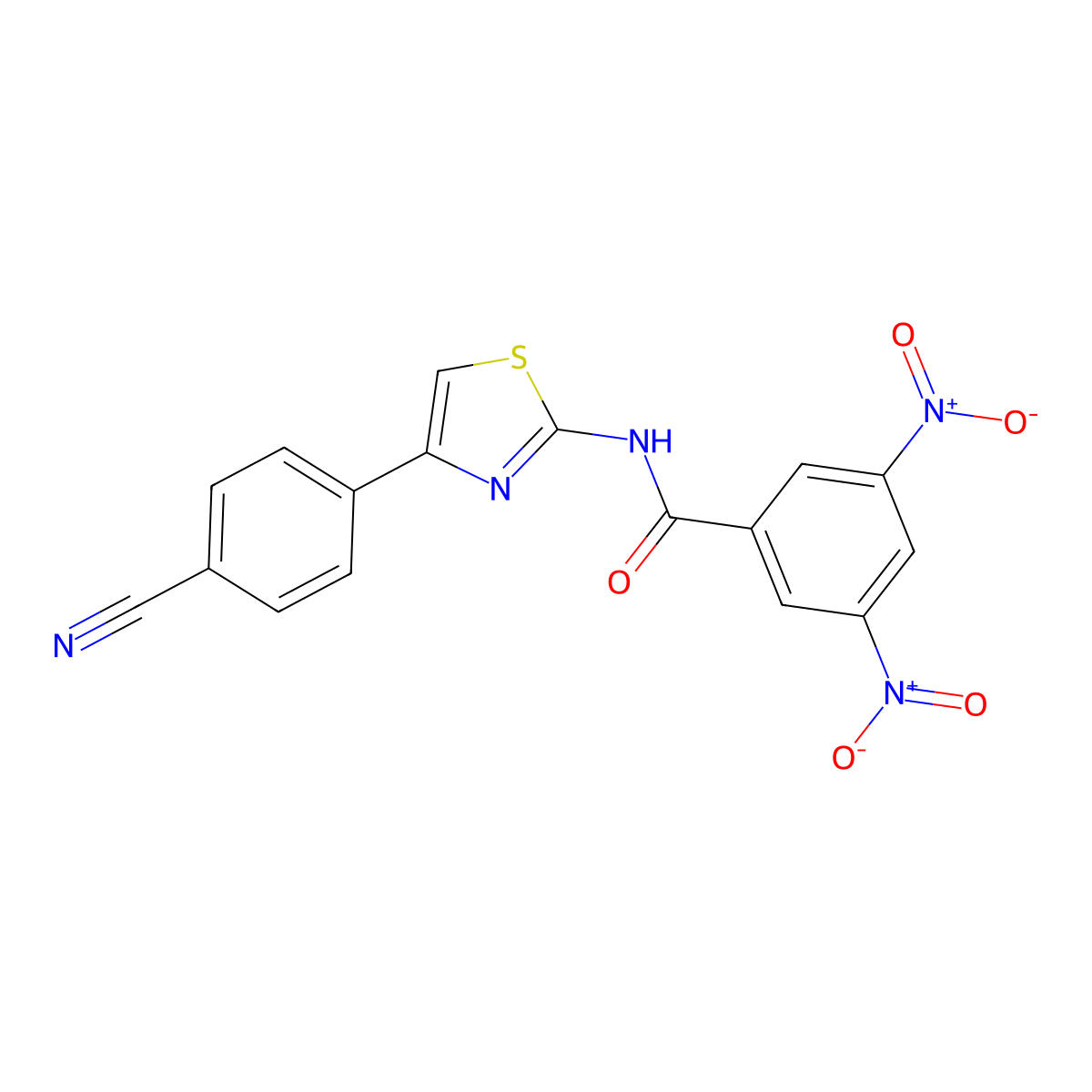 N-[4-(4-cyanophenyl)-1,3-thiazol-2-yl]-3,5-dinitrobenzamide molecular structure, CAS 475043-64-2