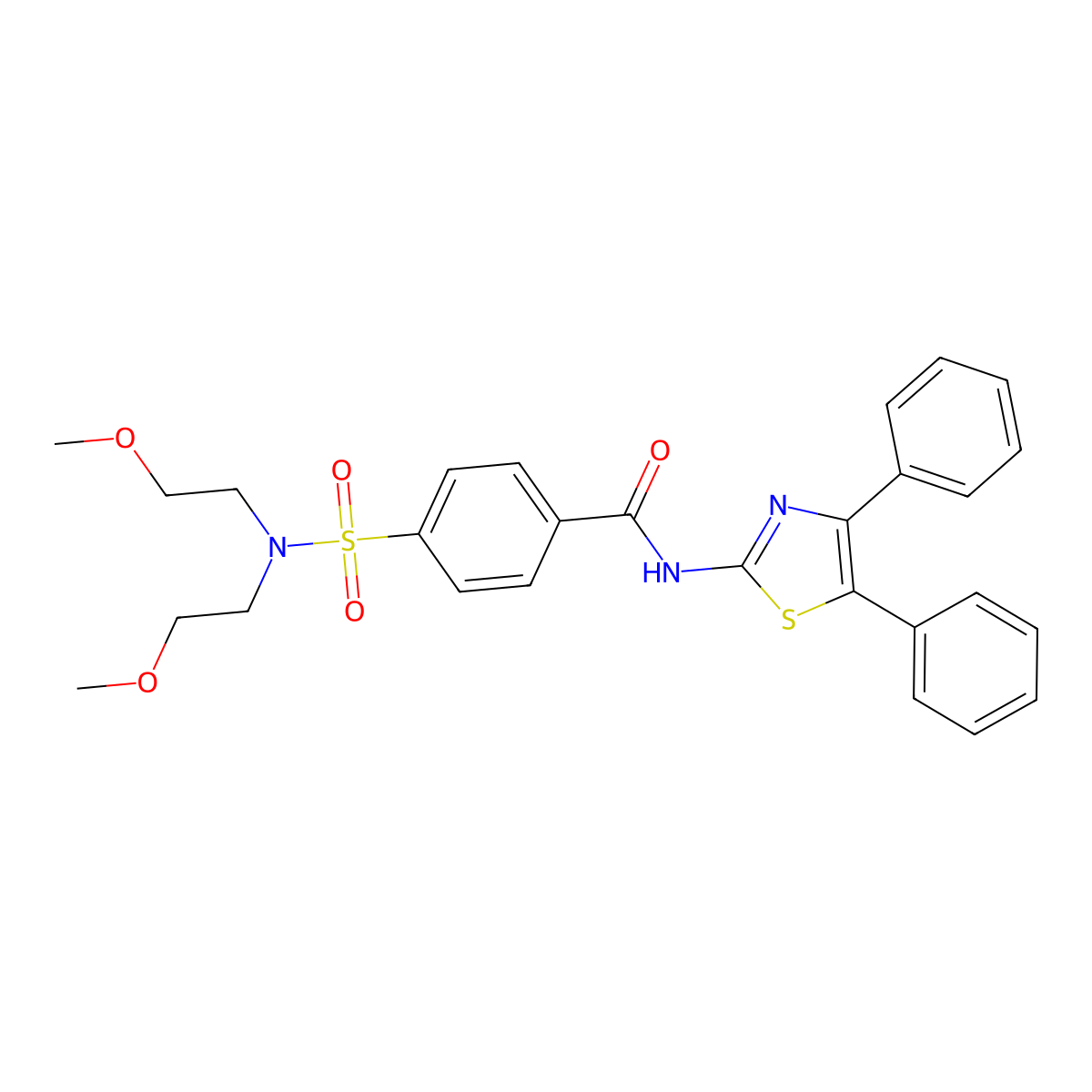 4-[bis(2-methoxyethyl)sulfamoyl]-N-(4,5-diphenyl-1,3-thiazol-2-yl)benzamide molecular structure, CAS 475044-29-2