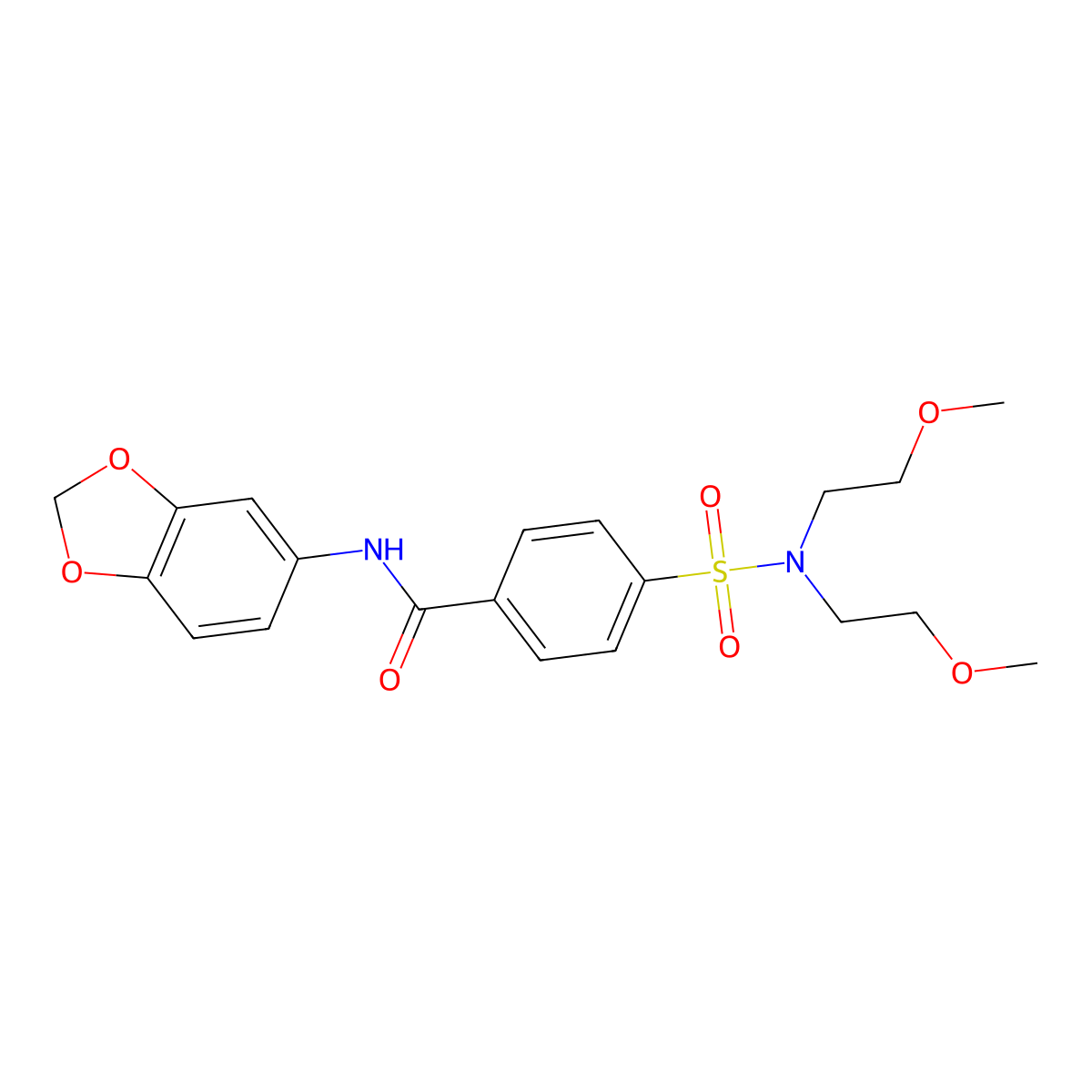 N-(1,3-benzodioxol-5-yl)-4-[bis(2-methoxyethyl)sulfamoyl]benzamide molecular structure, CAS 475044-35-0