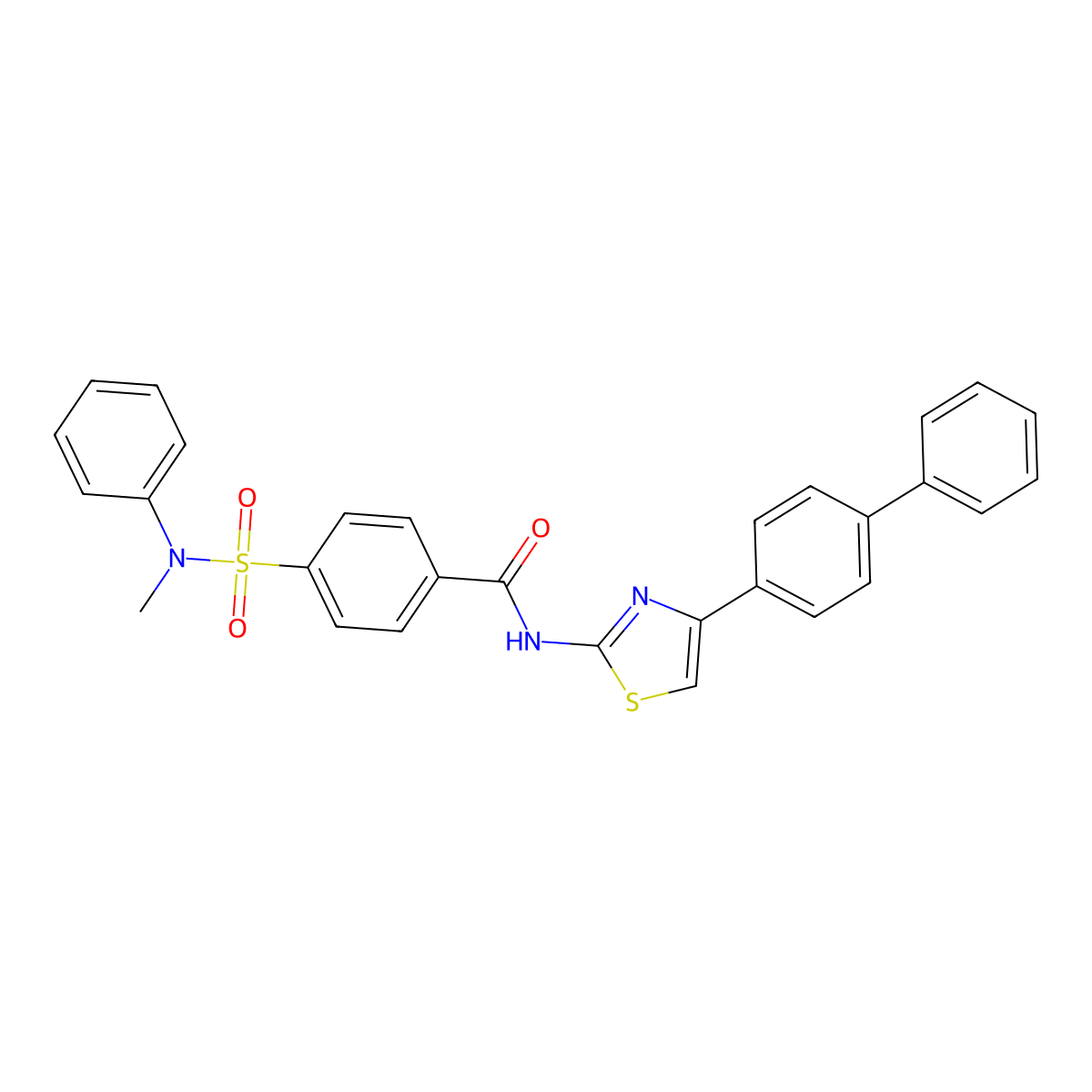4-[methyl(phenyl)sulfamoyl]-N-[4-(4-phenylphenyl)-1,3-thiazol-2-yl]benzamide molecular structure, CAS 475044-59-8