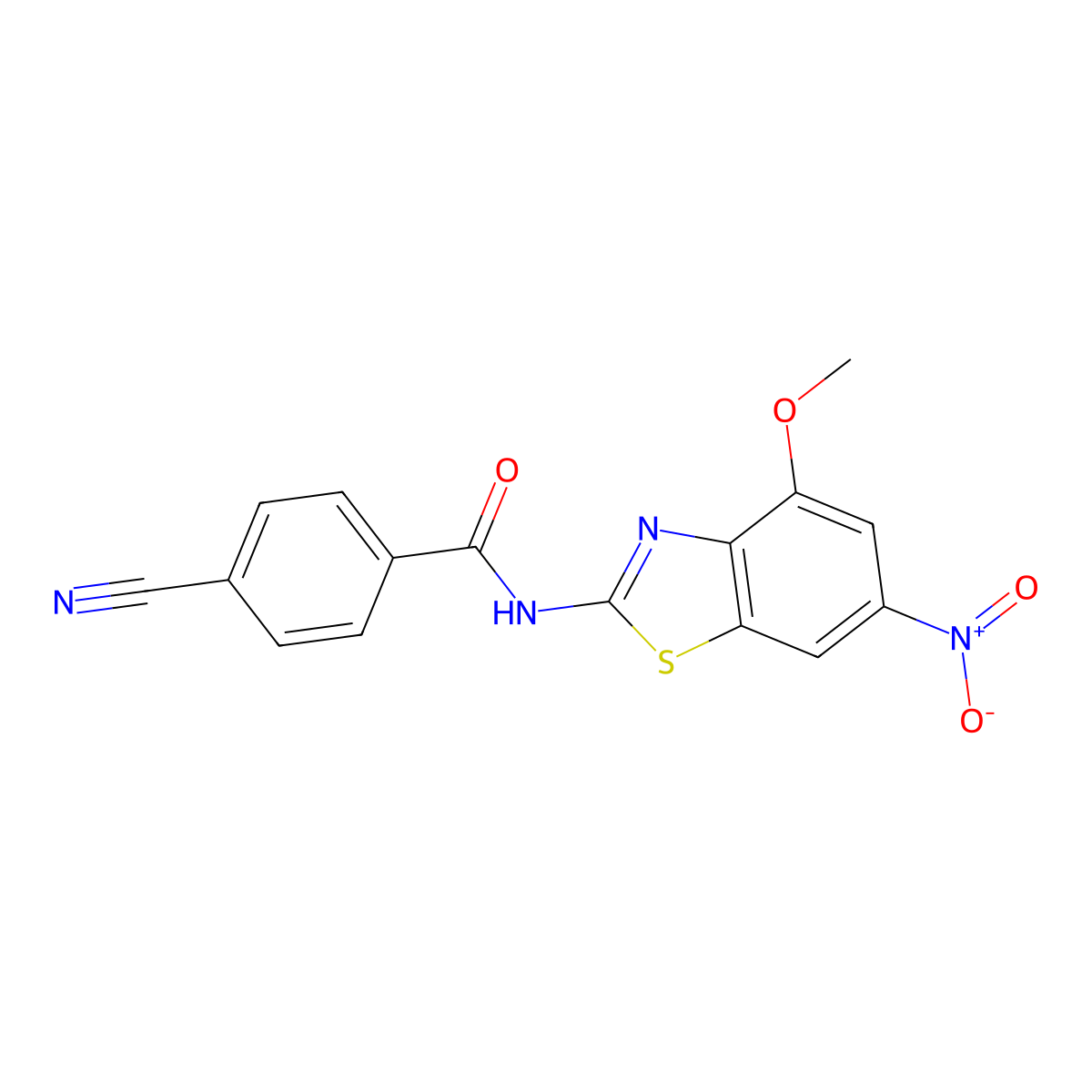 4-cyano-N-(4-methoxy-6-nitro-1,3-benzothiazol-2-yl)benzamide molecular structure, CAS 475045-12-6
